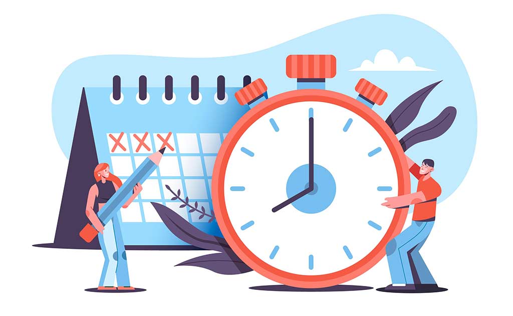 Illustration of a big clock Per Finished Hour