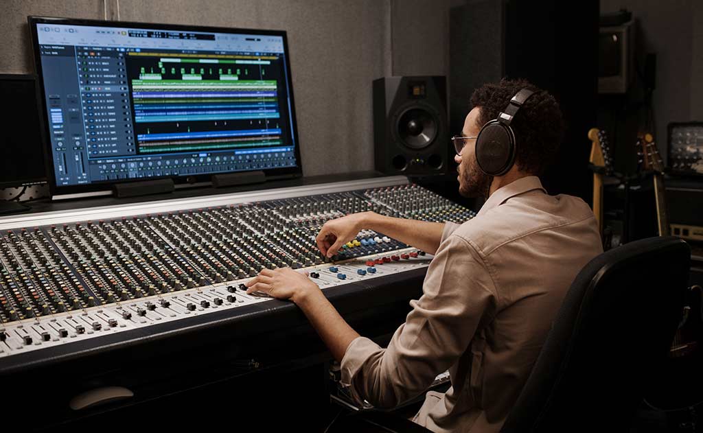 Audio engineer working at an audio mixer Audiobook Recording Guide